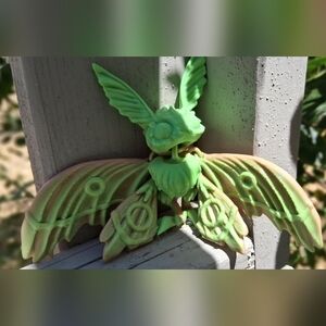 Green and Light Pink Decorative Moth Figurine